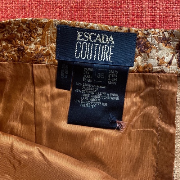 ESCADA Couture Silk Metallic Gold Paisley Mini Skirt - Picture 7 of 9